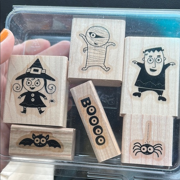 Stampin Up Googly Ghouls Halloween Wooden Stamp Set of 6 - Picture 1 of 16